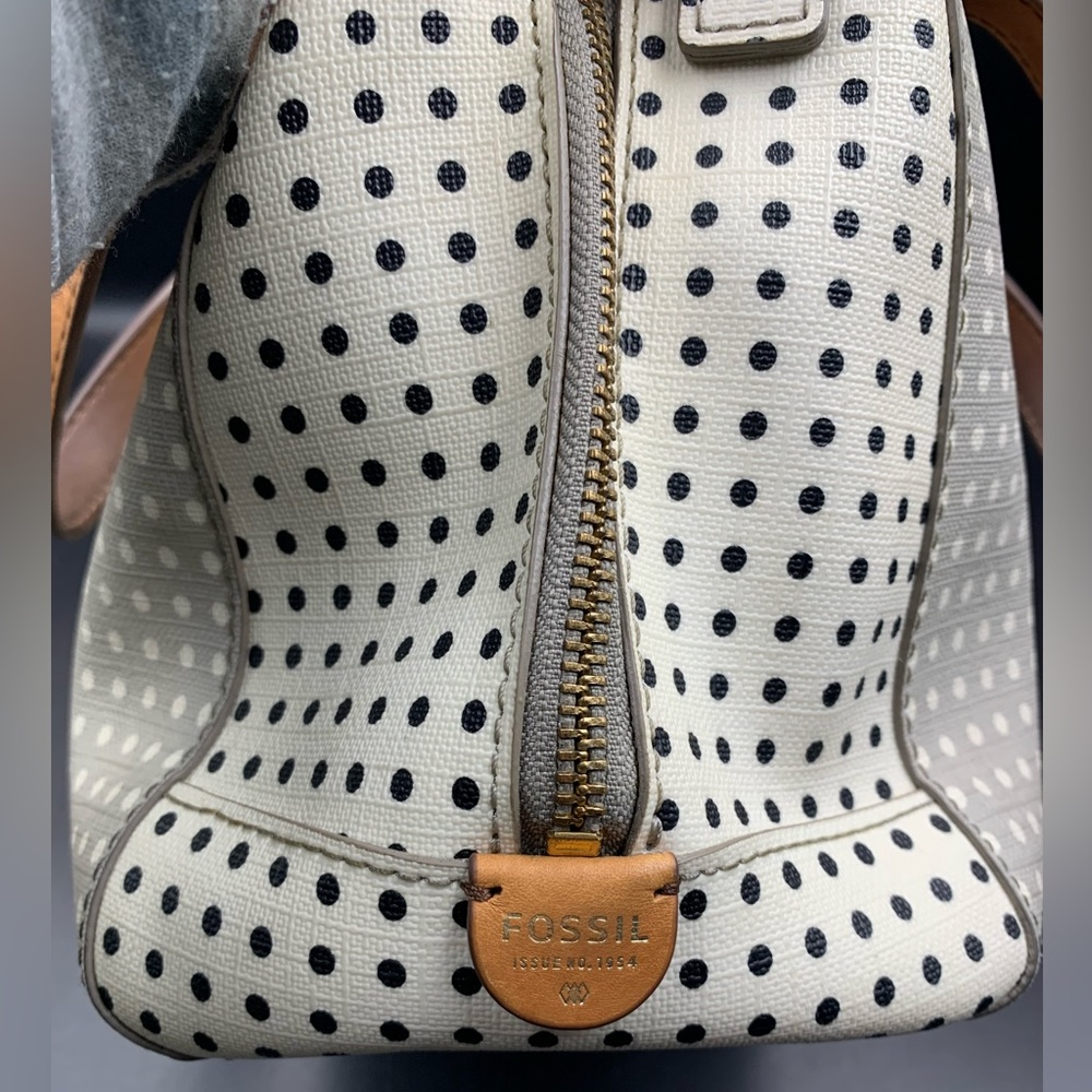 Vintage Fossil handbag 1996 Grey white polka dots